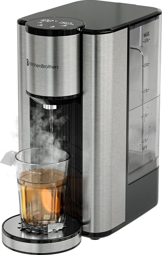 KitchenBrothers Distributeur d'eau chaude - Robinet d'eau chaude - 40-100°C - 150/250/300 ml - Bouilloire instantanée - 2.5L - Noir