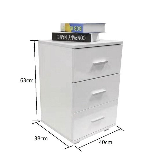 Table de chevet meuble d'entrée 3 tiroirs 63 cm de haut blanc