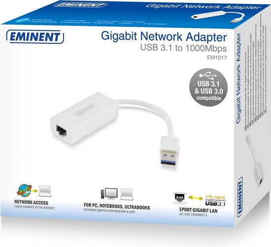 Adaptateur réseau Gigabit USB 3.0 d'Eminent