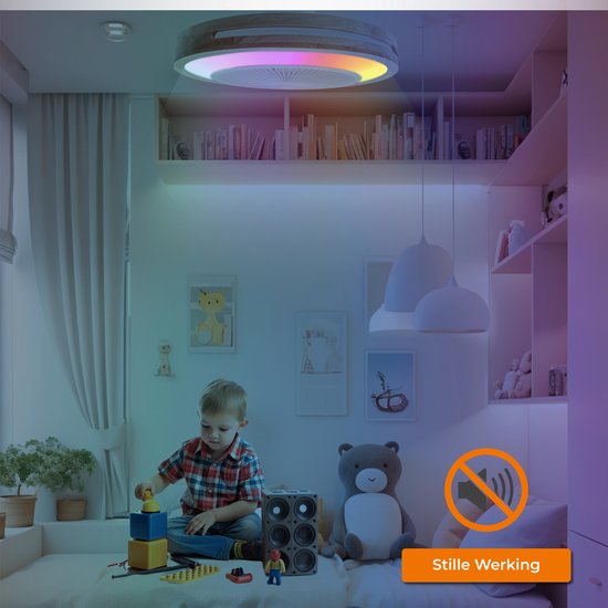 WERYOU® illuminAIR Ventilateur de plafond - Plafonnier - Ventilateur de plafond avec éclairage - Plafonnier - Lampe ventilateur - Lampe Led RGB - Télécommande incluse - Design bois