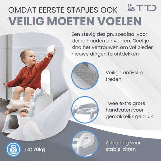 TTD® Potty Toddler - Toilet Dresser with Step - Toilet Dresser - Toilet trainer with Step - Hauteur réglable et pliable - 2 à 8 ans - Avec système de récompense et diplôme