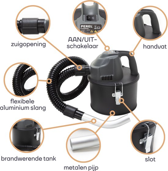 Mini aspirateur de particules - Perel - Tuyau flexible - 0,3 m - Filtre HEPA - 600 W - 4 L