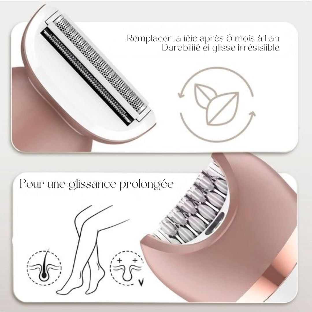 Rasage Femme 6 en 1 -Sansbeauté® - Visage - Aisselles - Jambes - Maillot - Rasoir - Epilateur Femme - Tondeuse - Rechargeable USB - blanc