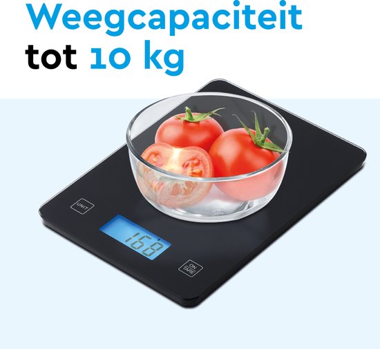BRASQ Balance de cuisine numérique noire - Piles incluses - Balance de cuisine avec fonction Tare - Etendue de pesée 10 KG - Balance de précision