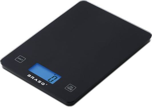 BRASQ Balance de cuisine numérique noire - Piles incluses - Balance de cuisine avec fonction Tare - Etendue de pesée 10 KG - Balance de précision