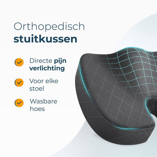 Coussin de siège orthopédique - Soulage le bas du dos, le coccyx et les hanches - Coussin ergonomique rebondissant - Coussin coussin en mousse à mémoire de forme - Pour chaise et chaise de bureau - Alyze