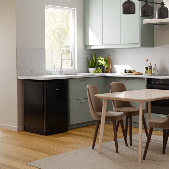 KitchenBrothers Réfrigérateur - 88L Compartiment réfrigérant - 14L Compartiment congélateur - Glacière - Frigo - Freestanding - Noir