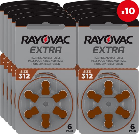 Piles auditives Rayovac Extra taille 312 marron paquet de 60