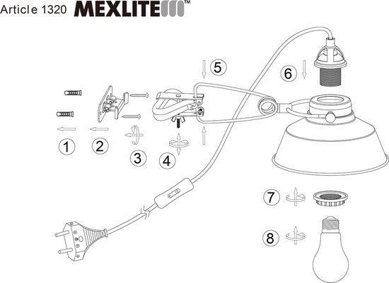 Applique Nove 1320ZW - Noir, orientable et inclinable, plastique/métal - Mexlite