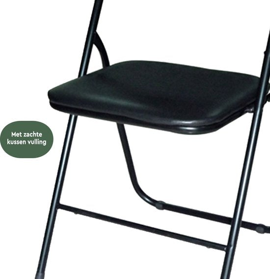 BRASQ Chaise pliante noire - Chaise pliante - Chaise pliante 43x38x78 cm - PVC - Chaise de salle à manger