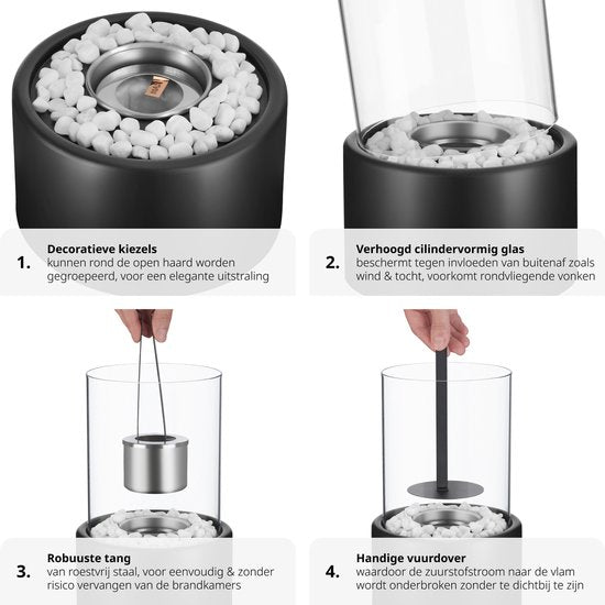 Cheminée de table au bioéthanol tectake® - Décoration de terrasse et de balcon - Feu de table à l'éthanol - Accessoires pour la maison et gadgets pour le camping en plein air - Décoration de table pour l'intérieur et l'extérieur