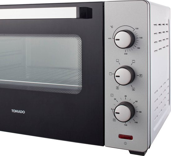 Tomado TEO4500S - Four posable - 45 Litres - 2000 Watt - Air chaud - 3 niveaux d'encastrement - Argent