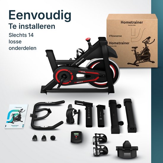 Flowsense Hometrainer Velair One - Vélo de fitness - Home Trainer avec résistance magnétique - Hometrainers Spinning Bike - 3KG Flywheel - Incl. Tablet Holder