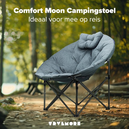 TRVLMORE Chaise de camping - XL - Pliable - Sac de transport inclus - Chaise de camping - Chaise papillon - Capacité de charge 150 kg - Gris