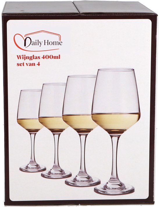 Daily Home - Lot de 4 verres à vin - Verres de 400 ml pour les amateurs de vin.