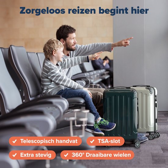 TRVLMORE Valise à main - 45L - Serrure TSA - Léger - Extensible - Trolley - 54x36x22cm - Vert foncé