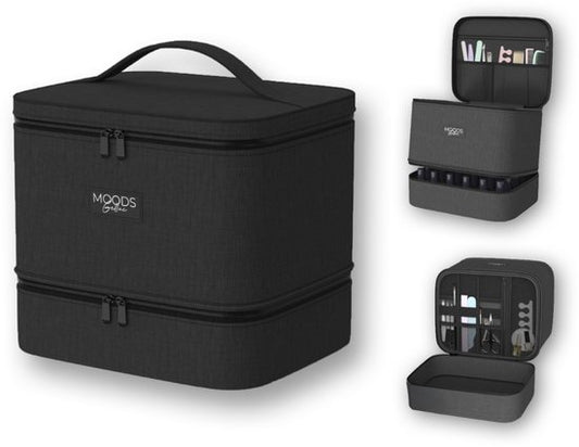 Moods Gellac® - Trousse de rangement pour vernis à ongles - Trousse d'organisation pour vernis à ongles - Pour 30 flacons - Avec séparateurs amovibles - Rangement de la lampe UV et des accessoires de manucure - Trousse de beauté portable - Double couche -