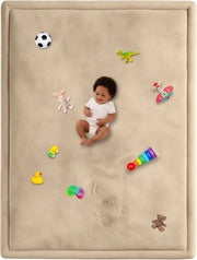 Playmat Baby XXL - Tapis de jeu avec mousse à mémoire de forme - Tapis de jeu velouté - 200x150x3 cm - Beige