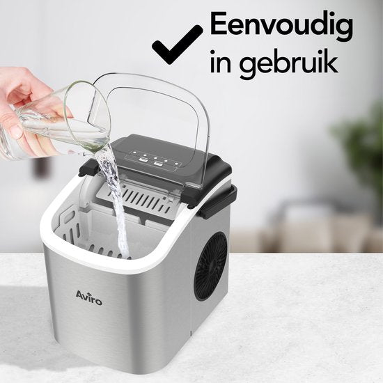 Machine à glaçons Aviro - 1.3L - Avec pelle à glace - Fonction auto-nettoyante - 12KG / 24U - 9 Cubes / 6 Min - Silver