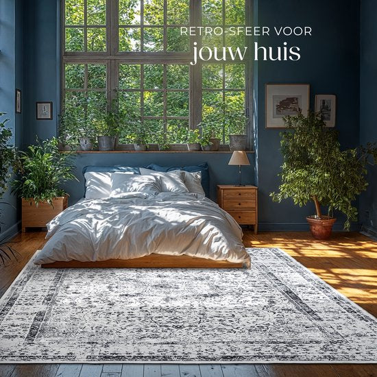 tectake - Tapis design vintage - tapis à poils ras - Aliya - 240cm x 340cm - gris
