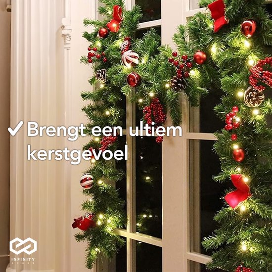 Infinity Goods Guirlande avec lumières - minuterie - décoration de Noël - 270CM - guirlande de Noël - décoration de Noël - 35 LED - vertes