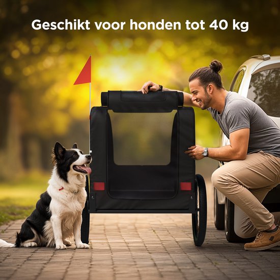 Trevopet® remorque vélo pour chien - remorque vélo pliable pour chien - remorque pour chien - convient aux vélos électriques - jusqu'à 40 kg - pour chiens de taille moyenne et grande - noir