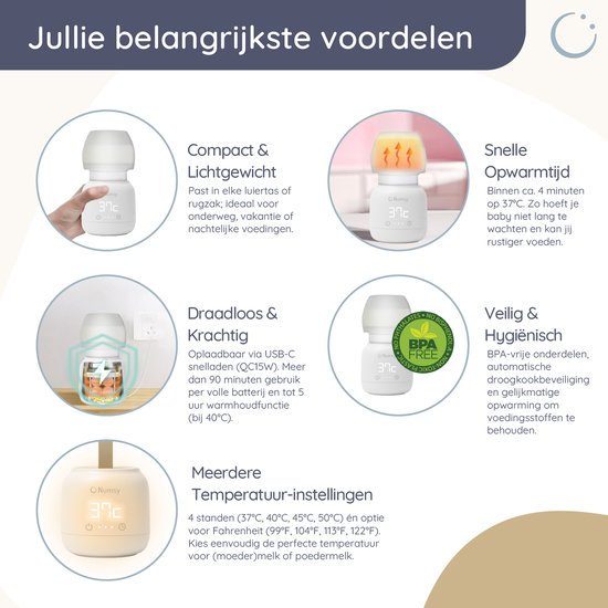 Numsy Velmi chauffe-biberon très portable - sans fil - 4 adaptateurs inclus