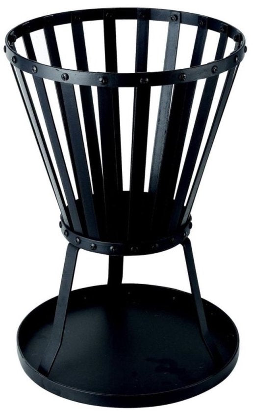 Ceruzo Panier à feu - 48 cm de haut - Acier - Ø32 cm- Noir - Plaque de fond