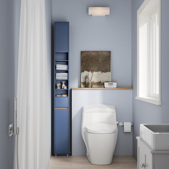 SoBuy Armoires de salle de bain hautes - Armoire de rangement avec étagères réglables et tiroir - Armoire colonne salle de bain - Bleu, 20x20x180cm, BZR34-II-B - pour salle de bain, salon, chambre à coucher
