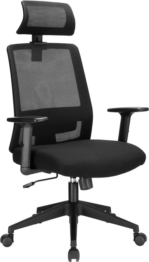DMV - Chaise de bureau - Chaise de bureau ergonomique - Chaises de bureau pour adultes - Chaise de bureau ergonomique - Chaise de bureau - basculante - noire