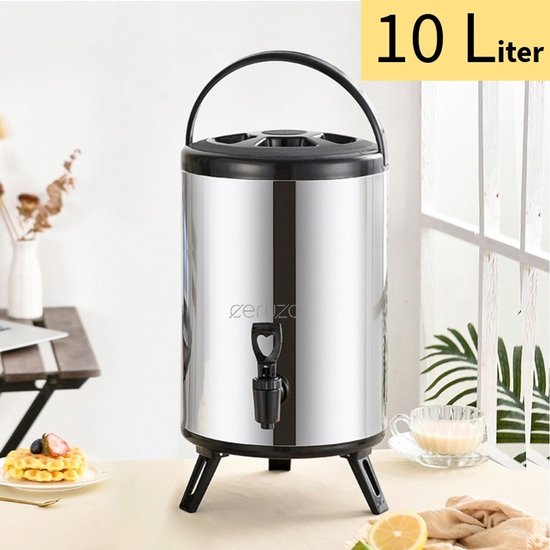 Ceruzo Thermos Beverage Dispenser - 10 litres - acier inoxydable - Distributeur isotherme avec robinet
