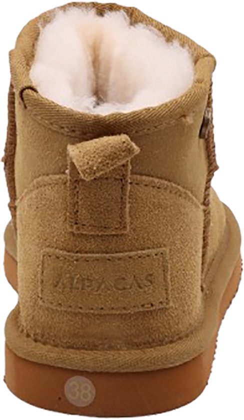 Alpacas Footwear - Ladies - Bottes courtes en daim véritable avec couture froide - Doublées de 100% de laine d'agneau douce - Chestnut - 36
