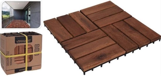 Dalles de terrasse en bois d'acacia set 9 pièces - 30x30cm - tuiles de jardin