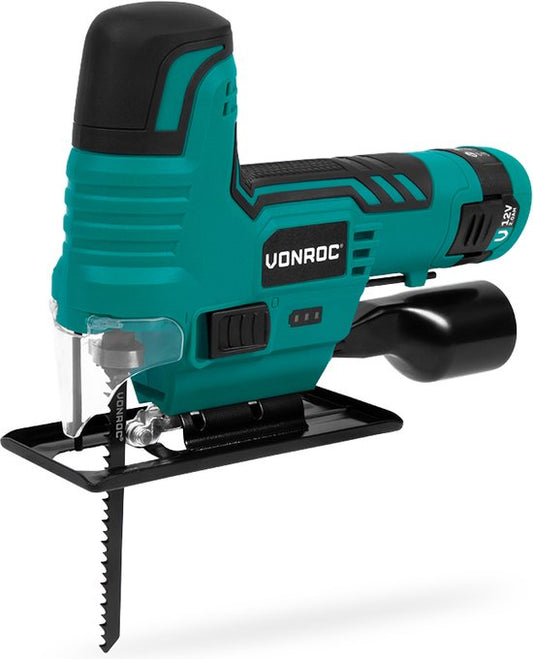 VONROC Accu Jigsaw 12V - Batterie, câble usb-c et lames de scie inclus