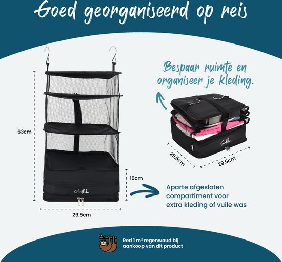 Cubes d'emballage suspendus - pliables - 4 compartiments - Organiseur de valise - Sunflake