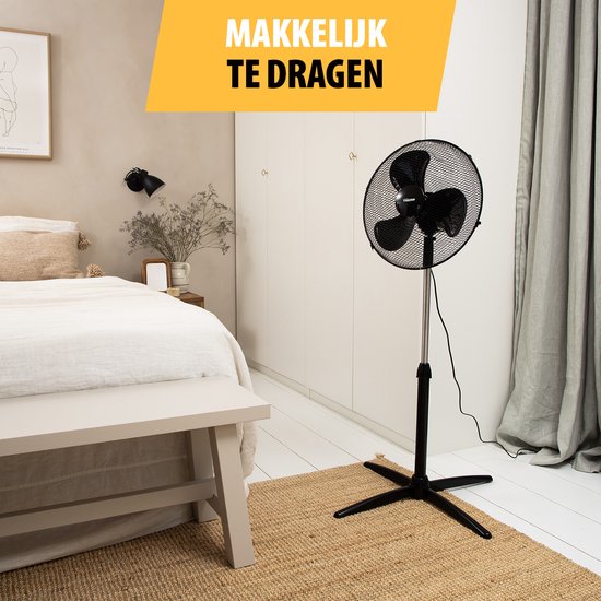 Ventilateur de table 40 cm - 45W - 3 vitesses - Oscillation 85° - Réglable en hauteur - Tristar VE-5756 - Noir