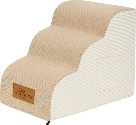 By Cee Cee Marchepieds pour chiens - marchepieds robustes - marchepieds pour chiens - 3 marches - 40x57x40cm - marron et beige - Kai