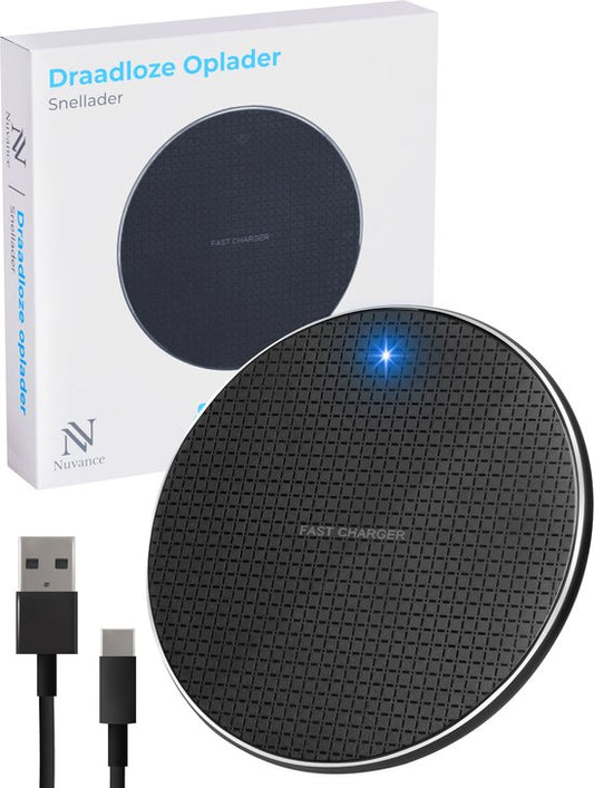 Nuvance Wireless Charger 10W - Câble inclus - Chargeur sans fil - Chargeur rapide - Convient à tous les smartphones rechargeables sans fil