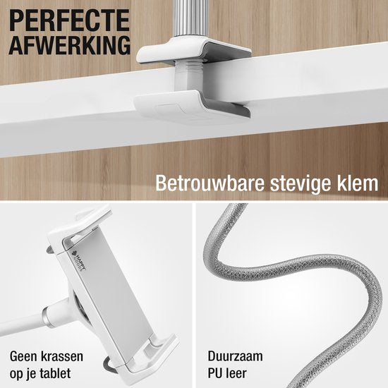 Studio ME Tablet Holder Flexible White - 4.7 to 12.9 Inch - Ipad Holder tripod clamp - 100 CM - Tablet Stand - Suit pour les caméras - 360º Rotatable - Tablet Holder
