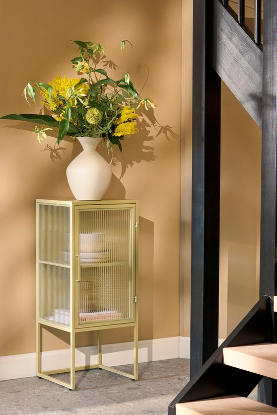 Mica Decorations Clifton Meuble de rangement avec portes - L38 x L35 x H90 cm - Métal - Beige