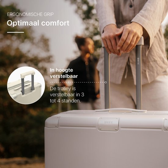 ONYX Hybrid Pro Check-in Suitcase Medium 70 Litres - Polycarbonate recyclé et design sans fermeture éclair - Valise de voyage avec serrure TSA et roues pivotantes - Trolley léger avec compartiment pour ordinateur portable - Blanc ivoire