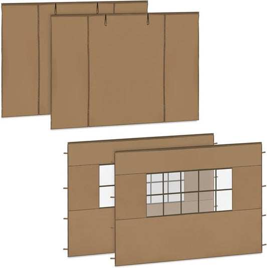 VONROC Jeu de parois latérales - Pour tente de réception Premium PT501XX - Imperméable - Protection UV 50+ - Beige
