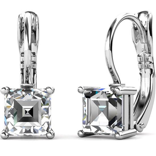 Yolora Ladies Earrings - Kalpa Camaka Crystals - Silver - 18K White Gold Plated - Women's Earrings Silver - Jewellery - Luxury Gift Box - Gift Box - Exclusive Gift Box - Beautiful Gift Packaging