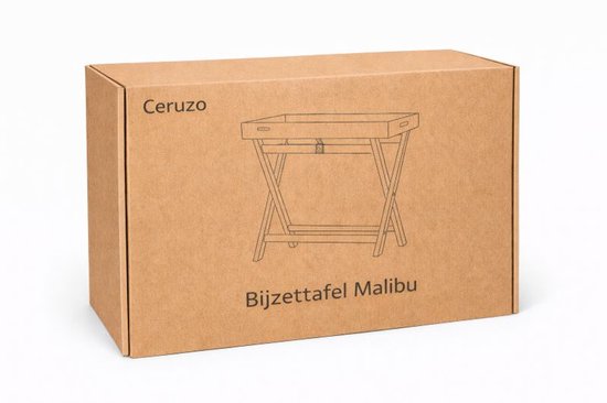 Ceruzo Table d'appoint Malibu - Pliable - Plateau - 50 cm - Bois de paulownia