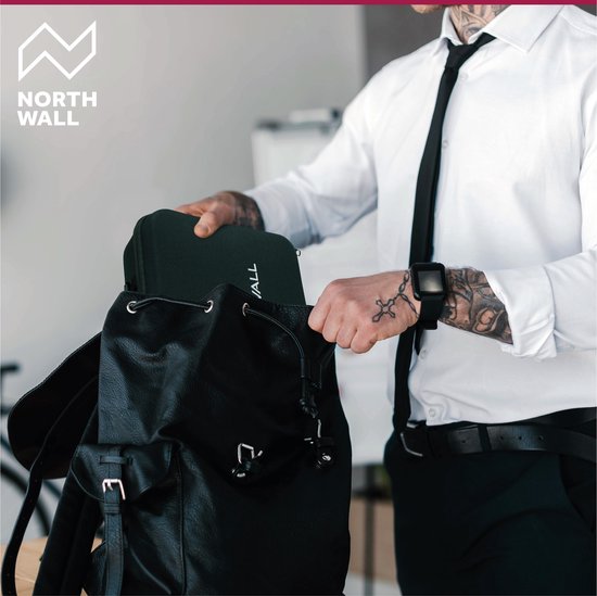 Pistolet de massage Northwall - avec étui et 7 accessoires dont une tête de massage à chaleur - sportif - relaxation puissante - sans fil - noir