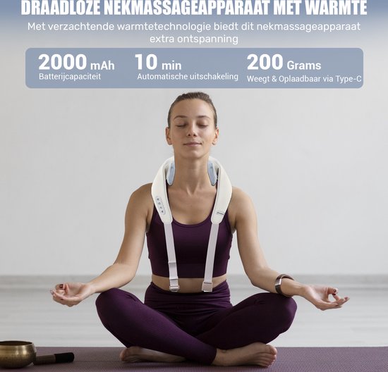 Novalance - Massage de la nuque - Coussin de massage Shiatsu - Appareil de massage électrique de la nuque - Aussi pour les bras, le dos, les épaules et les jambes - Infrarouge + Masque de sommeil