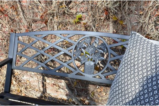 Lesli Living - Banc de jardin - Banc d'extérieur - Banc de jardin en acier - Banc de balcon - Banc d'extérieur résistant aux intempéries - Acier - Très robuste - Résistant à l'usure - Oxford - 127 x 59,5 x 80 cm - Capacité de charge : 180 kg - Noir