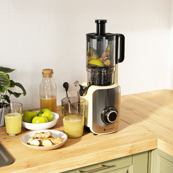 KitchenBrothers Slowjuicer - Vertical - Presse-agrumes - Presse-légumes et fruits - 126 mm - 750 ml - Champagne