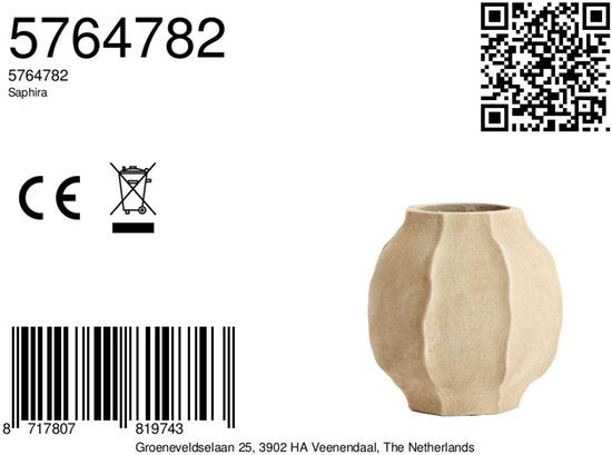 Vase Light & Living SAPHIRA en pierre couleur sable mat - Ø35x35 cm