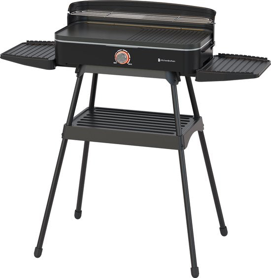 KitchenBrothers Barbecue Électrique 2200W – Sur Pied et de Table – Coloris Noir